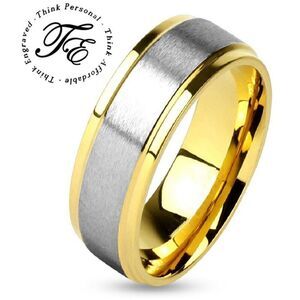 Mens Brushed Steel and gold Wedding Promise Ring